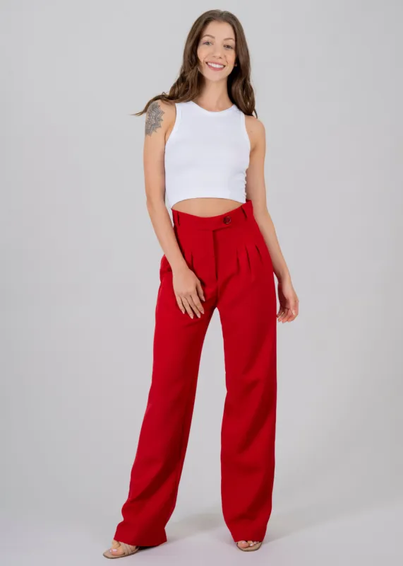Pantalón wide leg cintura alta 3 pinzas sold by Shasa