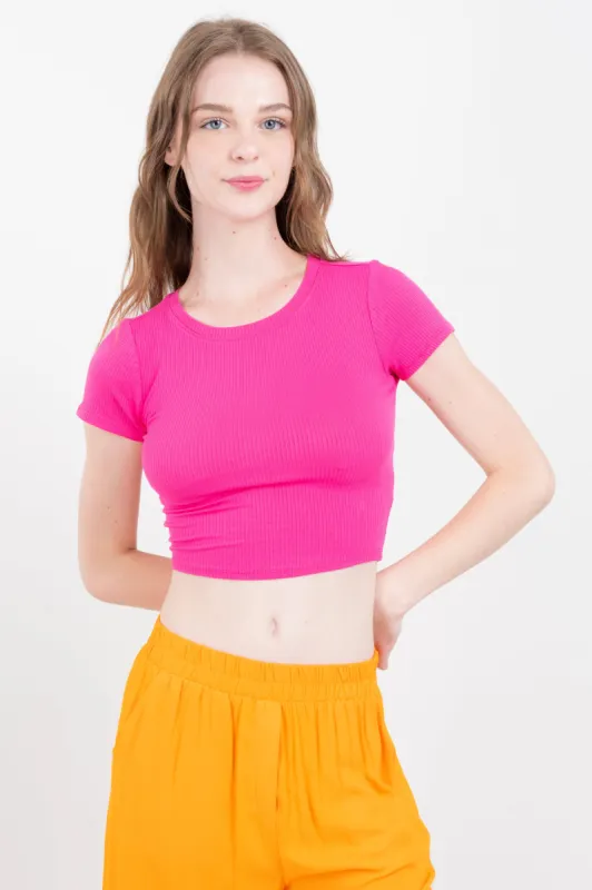 Top crop manga corta acanalado sold by Shasa