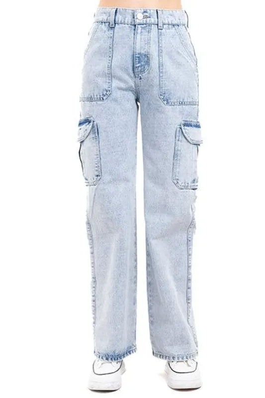Jeans straight cargo sold by Shasa