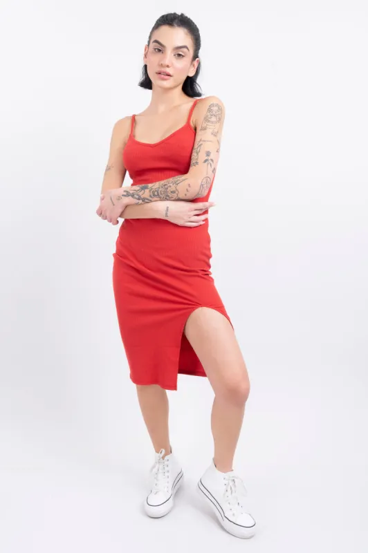 Vestido midi acanalado tirantes sold by Shasa