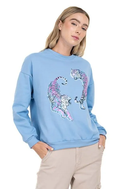 Sudadera hombros caídos tigres sold by Shasa