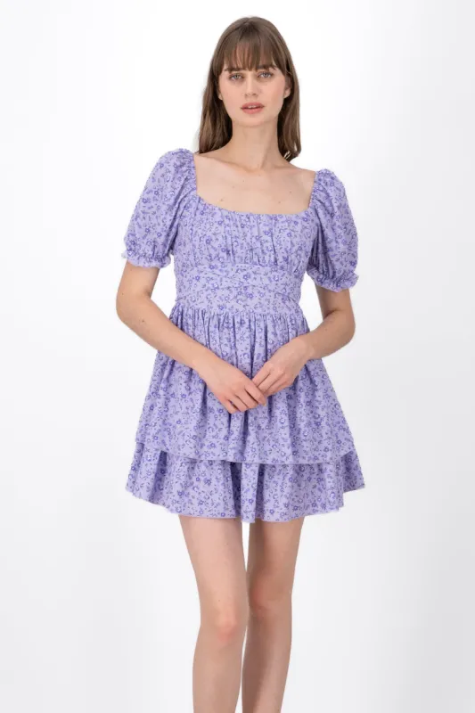 Vestido Mini Flores Manga Olanes sold by Shasa