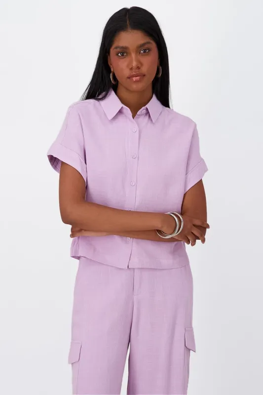 Camisa Crop Manga Corta Lino sold by Shasa
