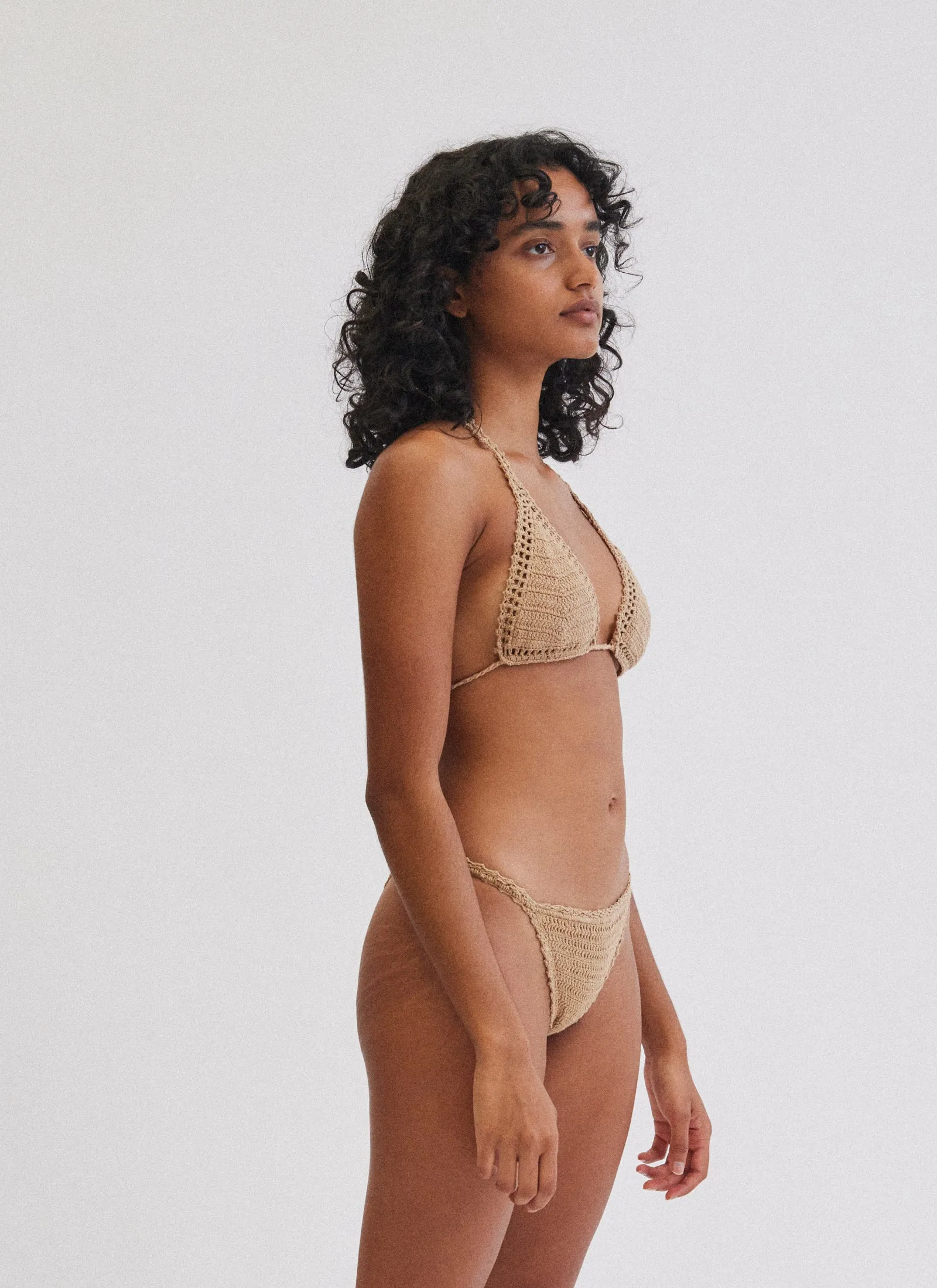 ESSENTIAL SLIDING HALTER BIKINI TOP SAND sold by SHE MADE ME product image thumbnail 4