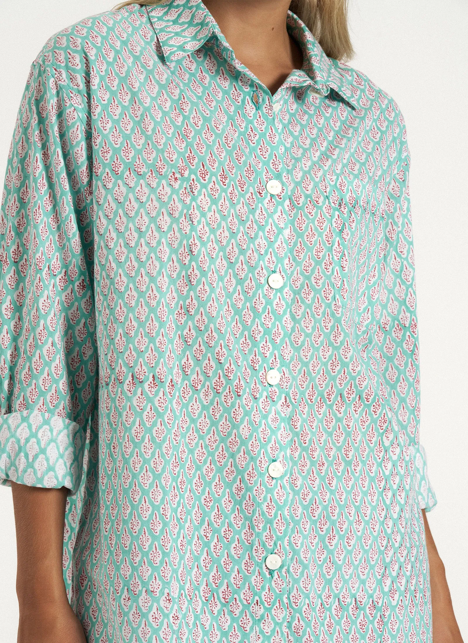 INA SHIRT TURQUOISE sold by SHE MADE ME product image thumbnail 2