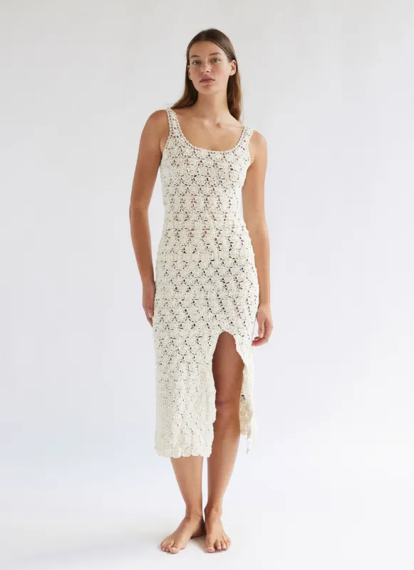 SANA MIDI DRESS NATURAL sold by SHE MADE ME