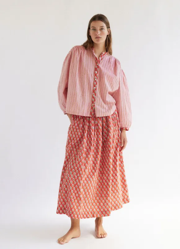 INA STRIPE PLEATED BLOUSE sold by SHE MADE ME