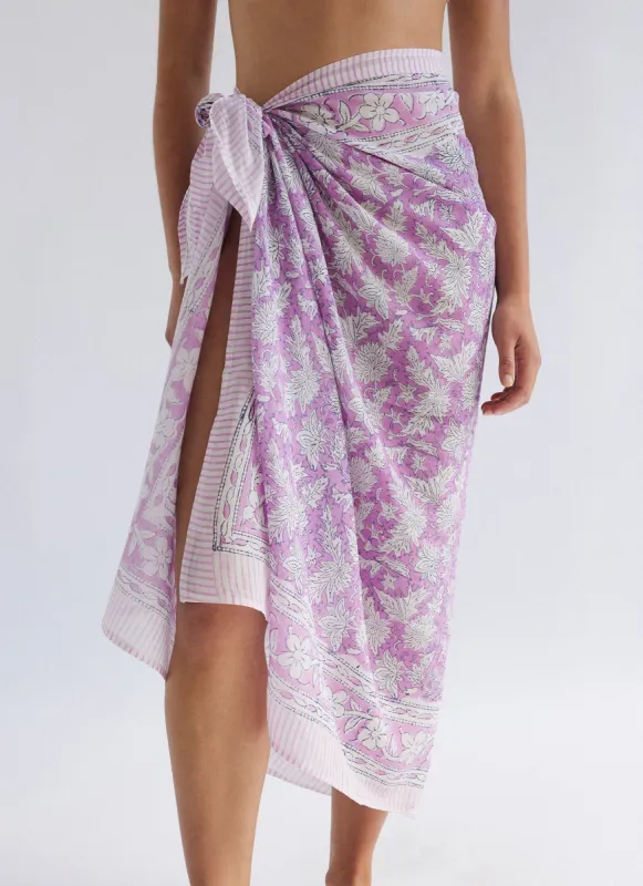BLOCK PRINTED SARONG LAVENDER sold by SHE MADE ME