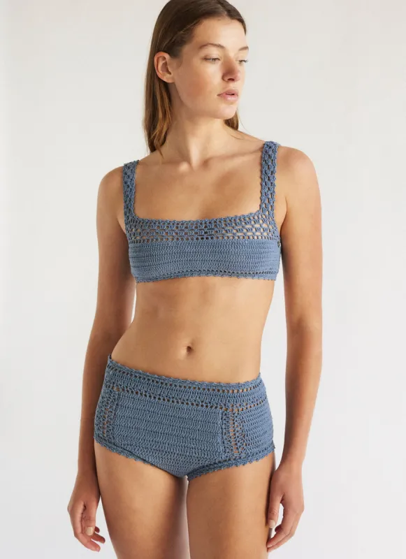 ESSENTIAL HIGH WAISTED BOTTOM DUSK BLUE sold by SHE MADE ME