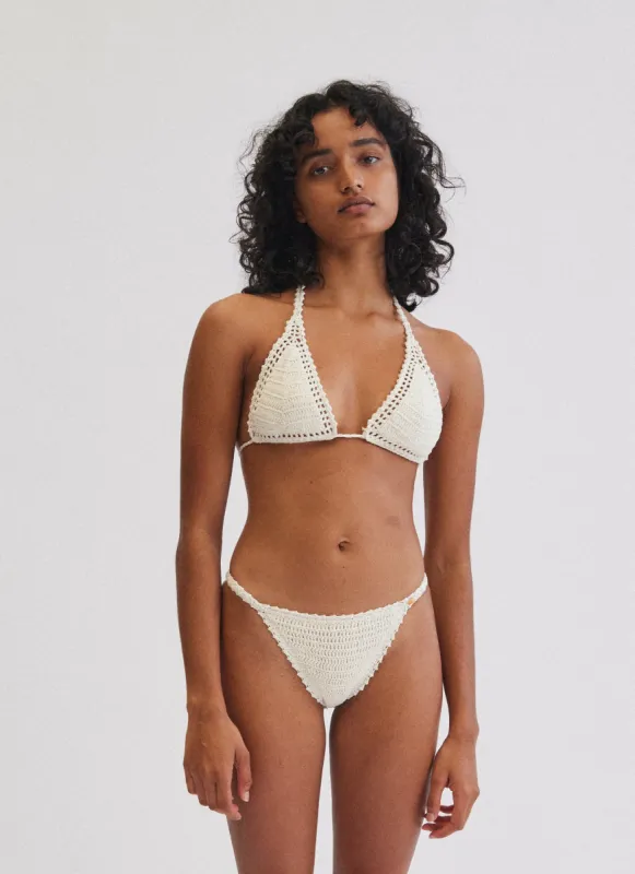 ESSENTIAL SLIDING HALTER BIKINI TOP NATURAL sold by SHE MADE ME
