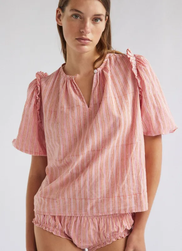 INA STRIPE FRILL BLOUSE sold by SHE MADE ME