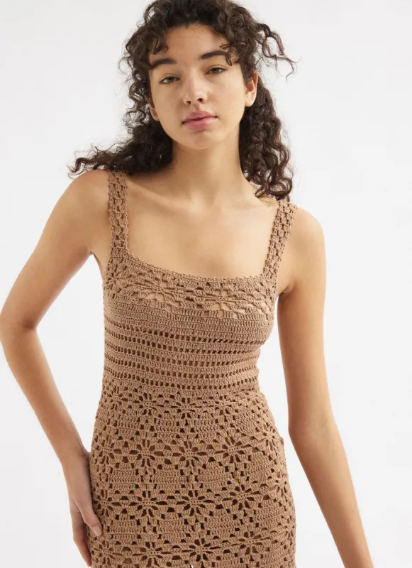 EDITH MIDI DRESS SANDALWOOD sold by SHE MADE ME