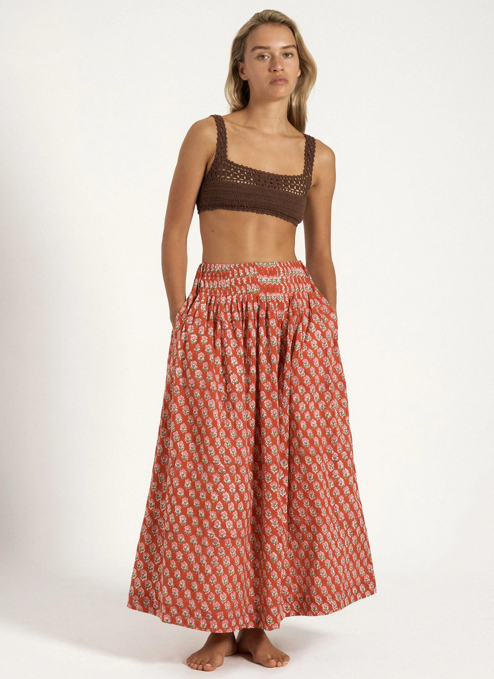 INA FLORAL PLEATED SKIRT sold by SHE MADE ME