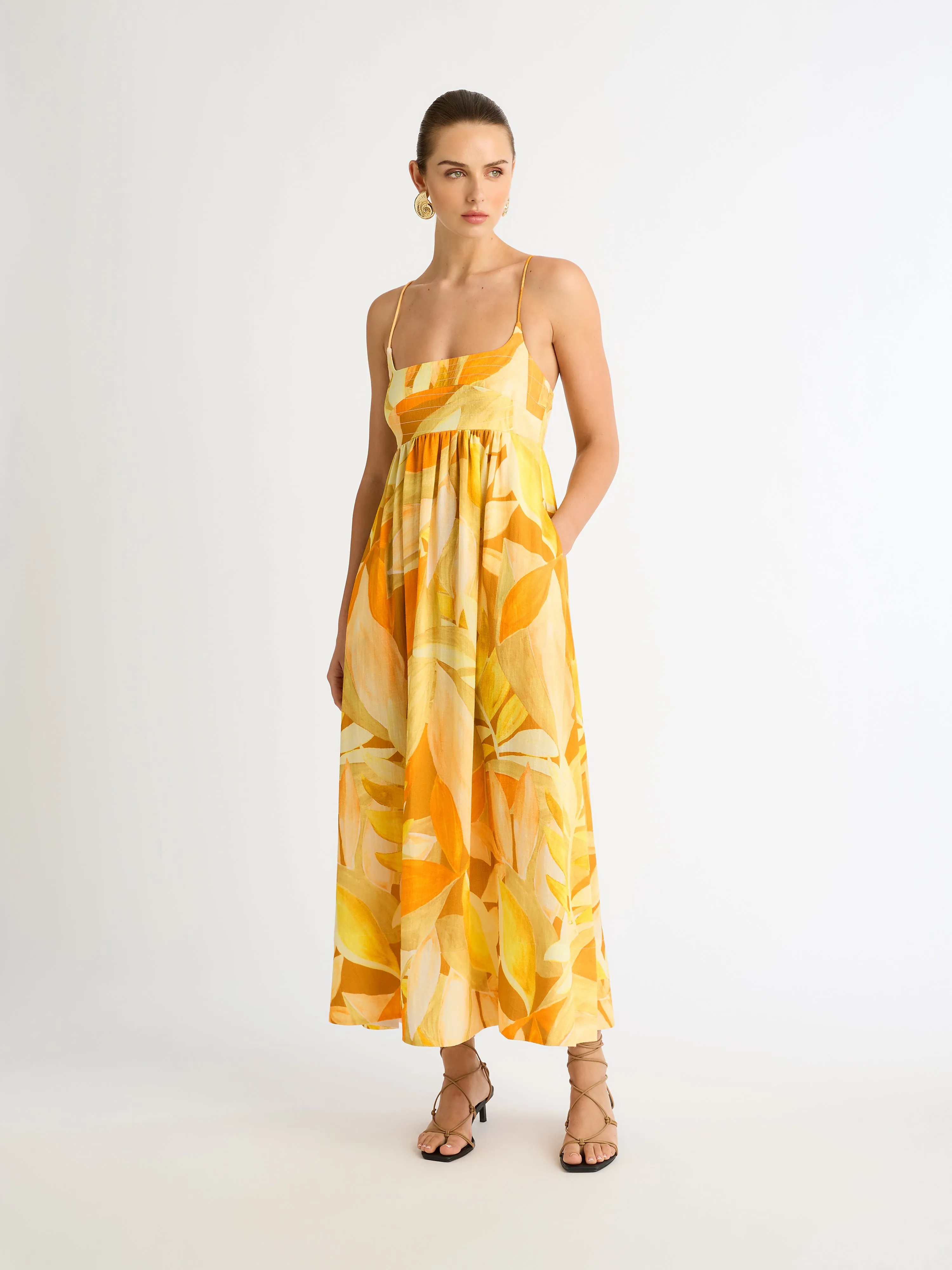 AMBER LEAVES MAXI DRESS sold by Sheike