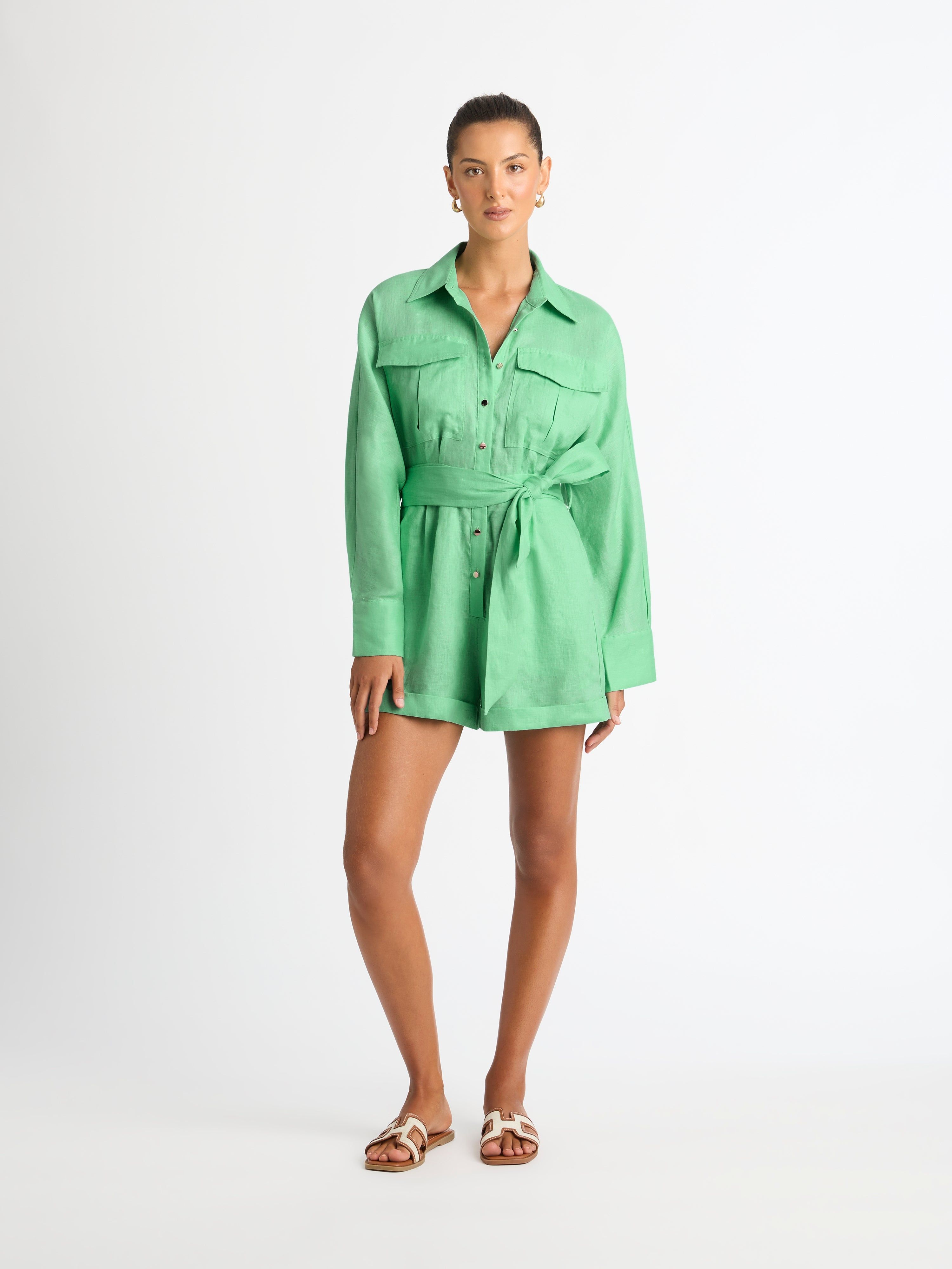 PALMA LINEN PLAYSUIT sold by Sheike