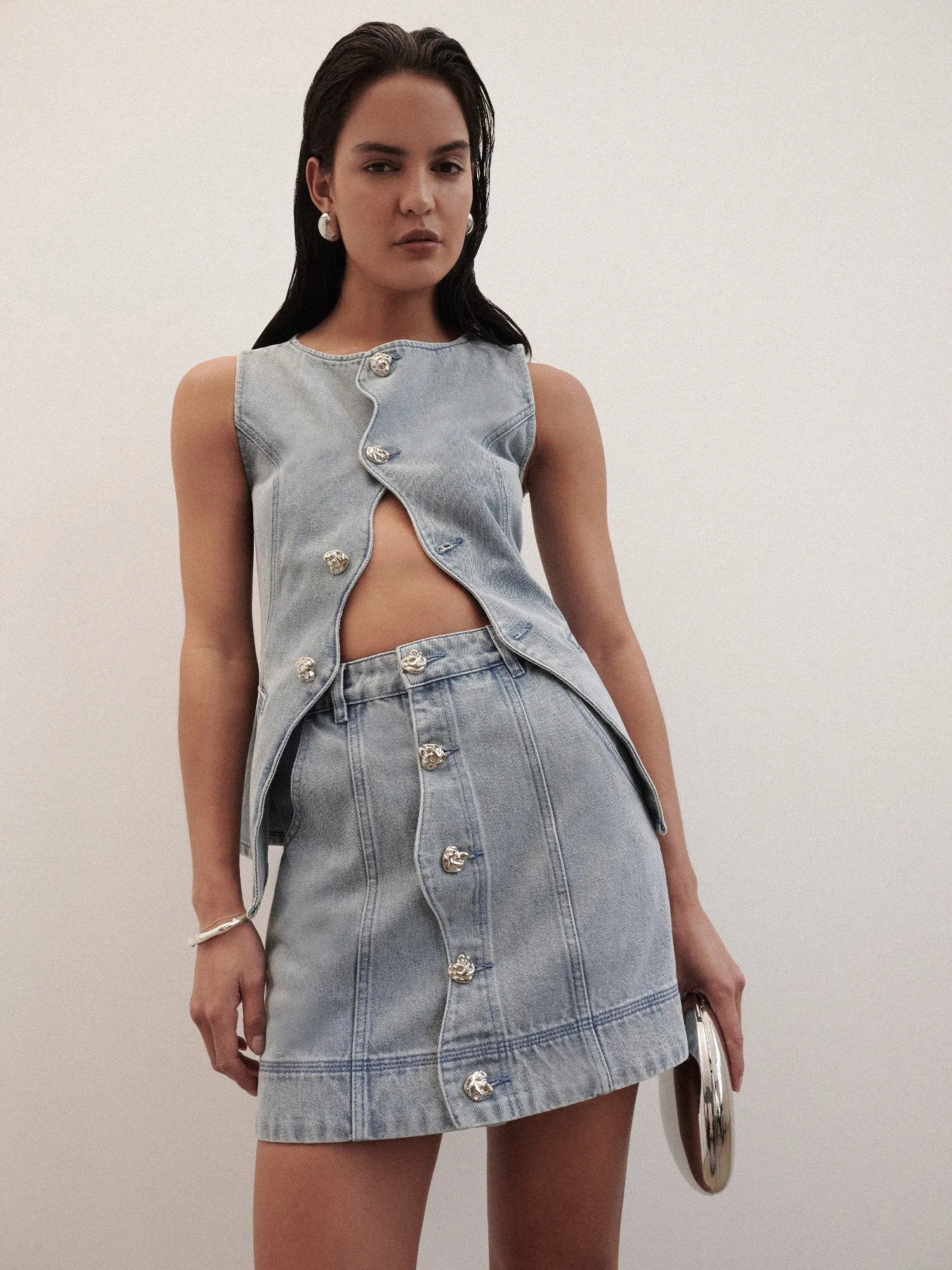 LAINEY DENIM MINI SKIRT sold by Sheike