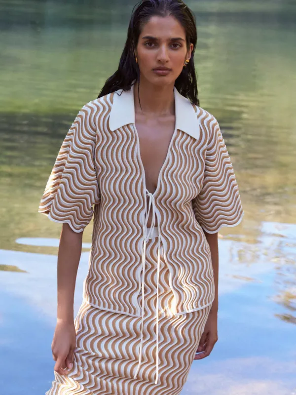 WAVY KNIT SHIRT made by Sheike