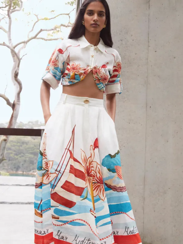 SAIL BOAT MIDI SKIRT sold by Sheike