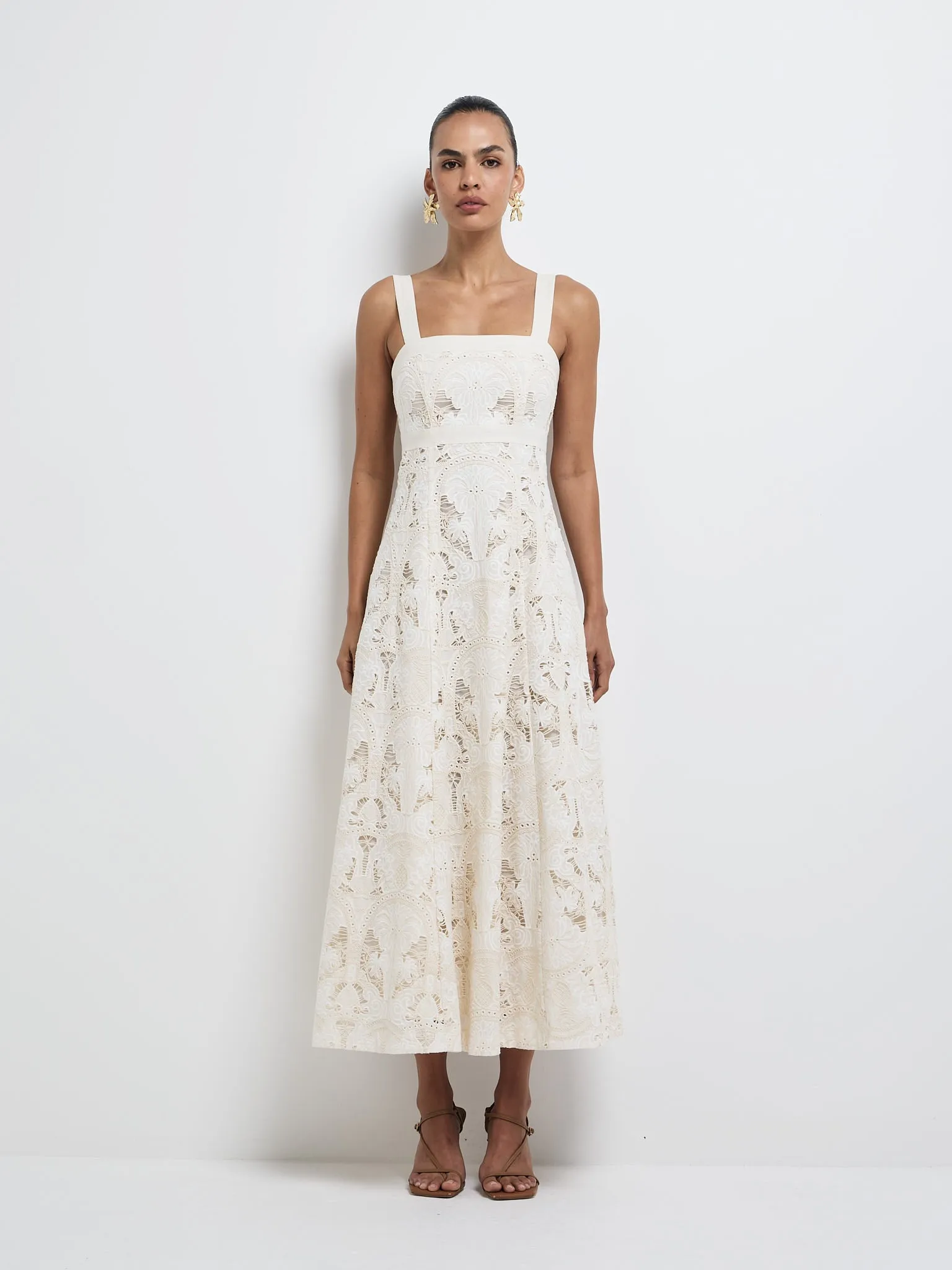 TROPICS EMBROIDERED MIDI DRESS sold by Sheike