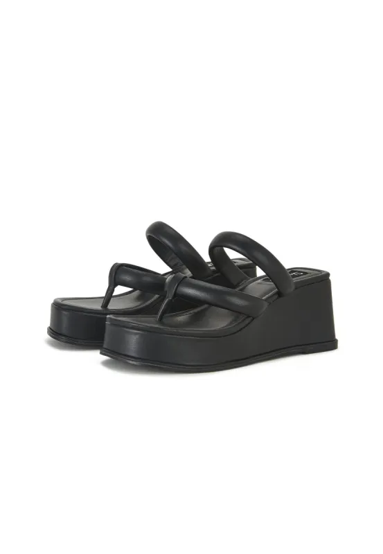 Christina Black Strappy Mule Wedges sold by Shellys London