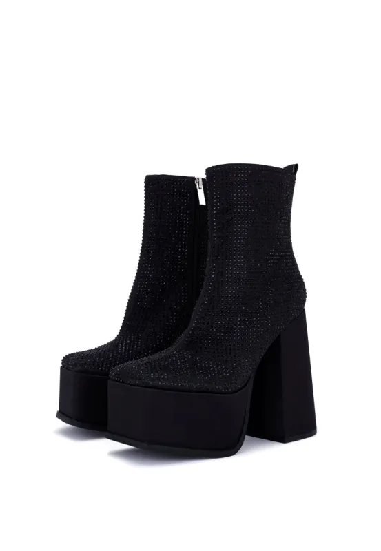 Scorpio Black Diamante Platform Heeled Ankle Boot sold by Shellys London