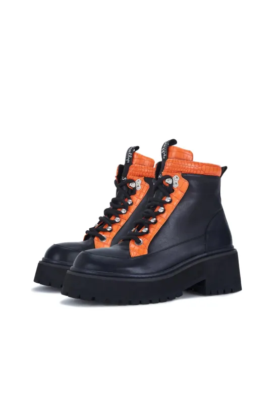 Aster Black Chunky Lace Up Boots sold by Shellys London