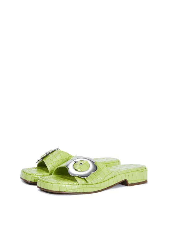 Tai Green Croc Flower Sandal sold by Shellys London