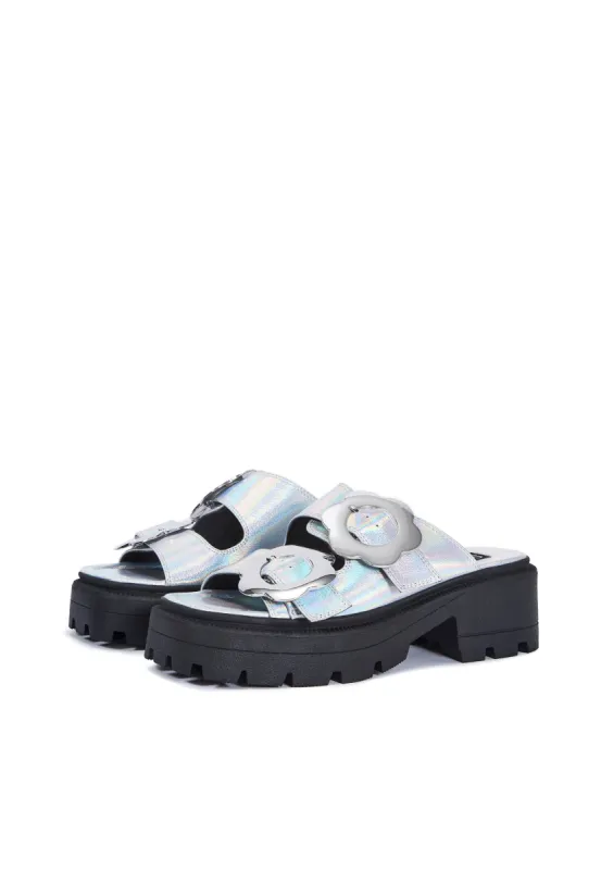 Amber Silver Chunky Double Strap Sandal sold by Shellys London