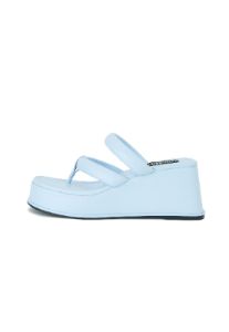 Christina Blue Strappy Mule Wedges sold by Shellys London