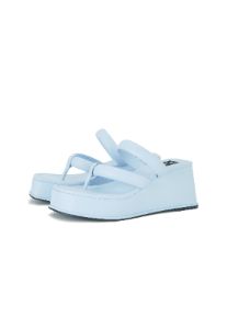 Christina Blue Strappy Mule Wedges sold by Shellys London