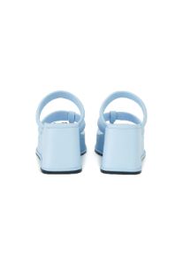 Christina Blue Strappy Mule Wedges sold by Shellys London