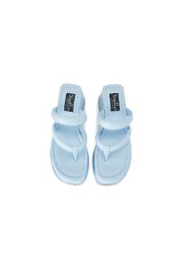 Christina Blue Strappy Mule Wedges sold by Shellys London