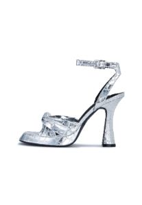 Pisces Silver Croc Platform Heeled Sandals sold by Shellys London