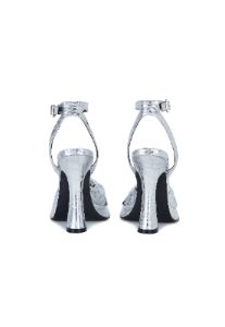 Pisces Silver Croc Platform Heeled Sandals sold by Shellys London