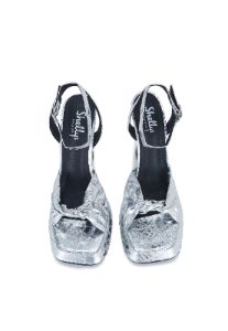 Pisces Silver Croc Platform Heeled Sandals sold by Shellys London