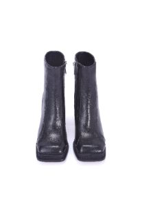 Orion Black Square Toe Block Heel Ankle Boot sold by Shellys London