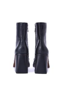 Orion Black Square Toe Block Heel Ankle Boot sold by Shellys London
