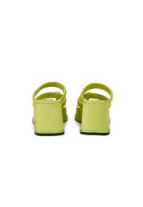 Christina Lime Satin Strappy Mule Wedges sold by Shellys London