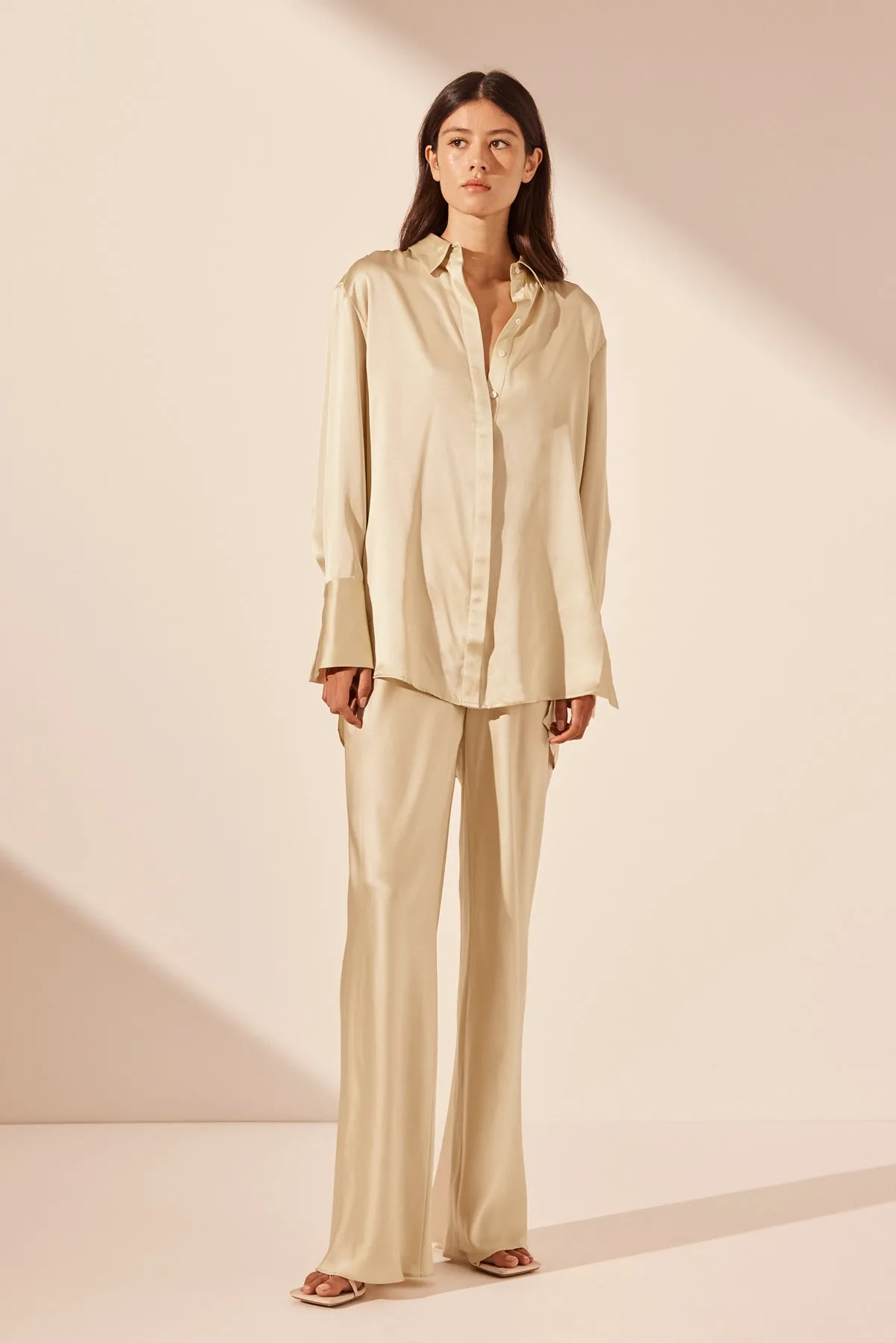 MEZZANOTTE SILK BIAS CUT PANT - BONE sold by Shona Joy