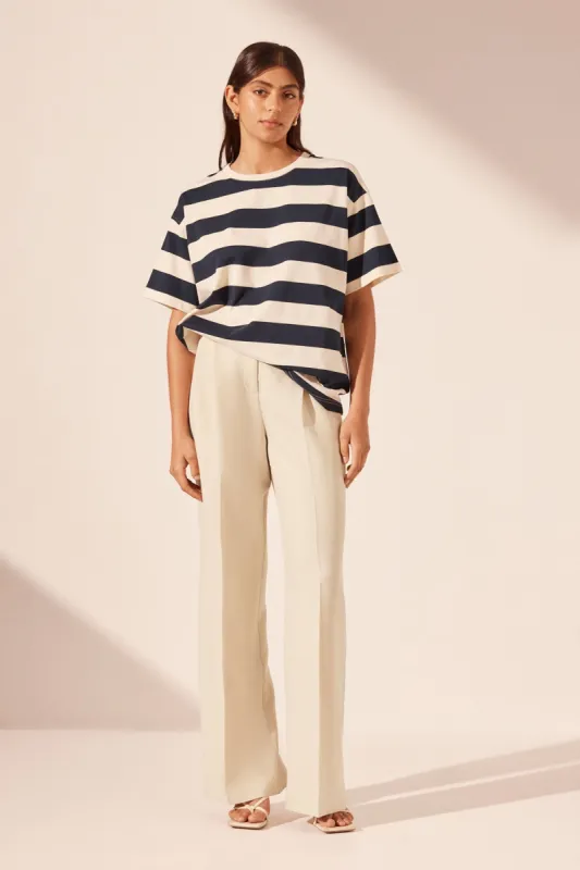 GIA OVERSIZED STRIPE T-SHIRT - NAVY/CREAM sold by Shona Joy