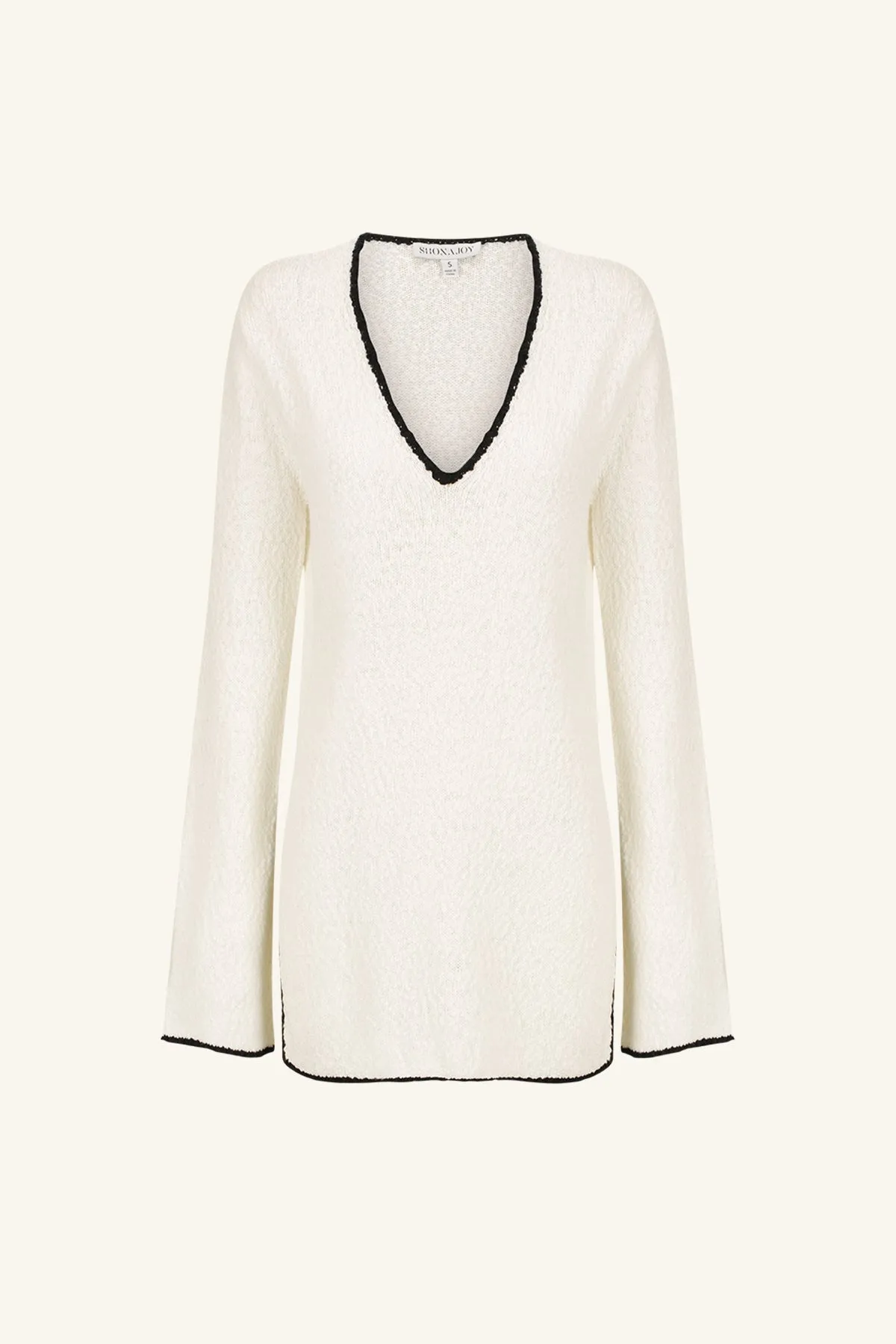 LENA PLUNGED LONG SLEEVE TOP - IVORY/BLACK sold by Shona Joy product image thumbnail 5