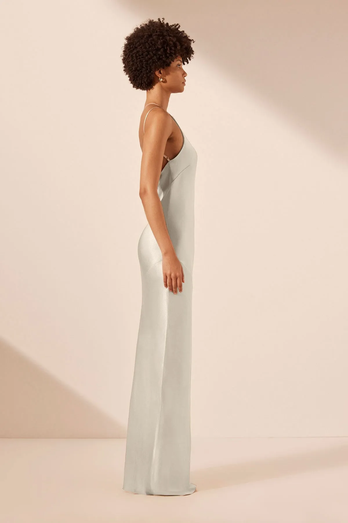 LA LUNE ONE SHOULDER COWL BACK MAXI DRESS - SILVER sold by Shona Joy product image thumbnail 3