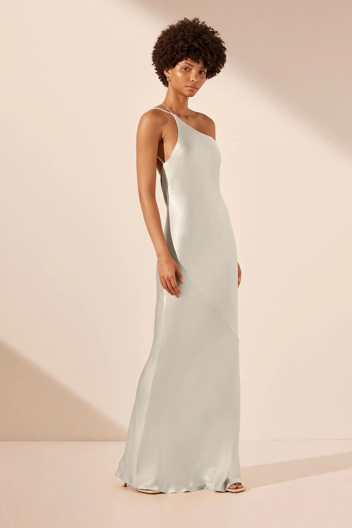 LA LUNE ONE SHOULDER COWL BACK MAXI DRESS - SILVER sold by Shona Joy product image thumbnail 2