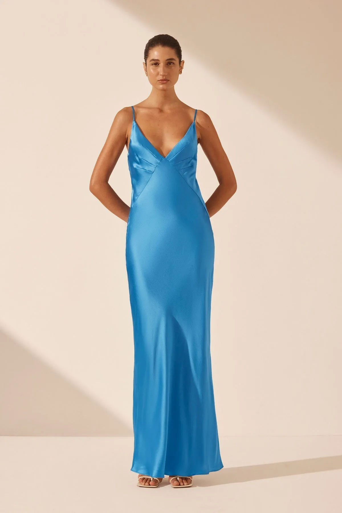 CIEL SILK PLUNGED SLIP MAXI DRESS sold by Shona Joy