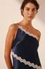 CAMILLE LACE ASYMMETRICAL MAXI DRESS - DEEP MIDNIGHT/IVORY sold by Shona Joy