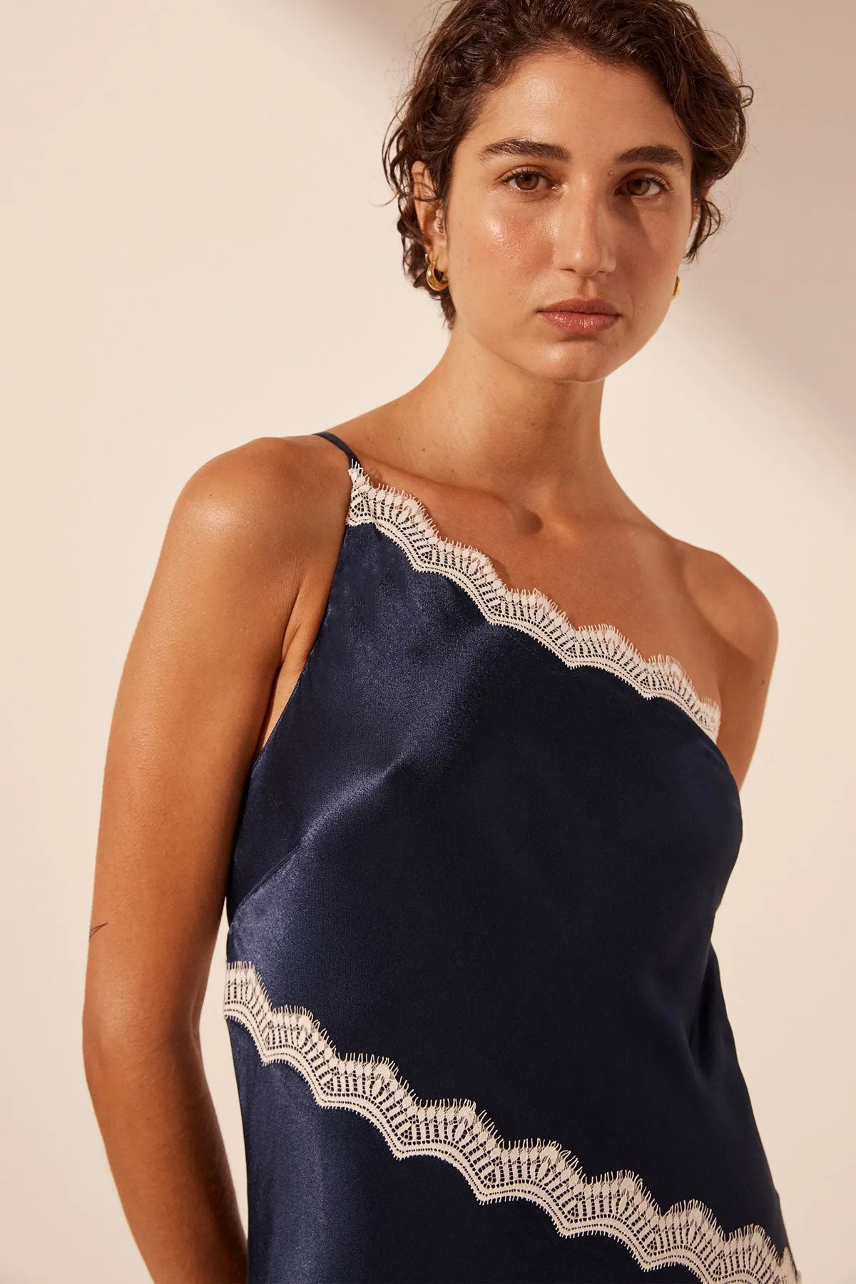 CAMILLE LACE ASYMMETRICAL MAXI DRESS - DEEP MIDNIGHT/IVORY sold by Shona Joy product image thumbnail 3