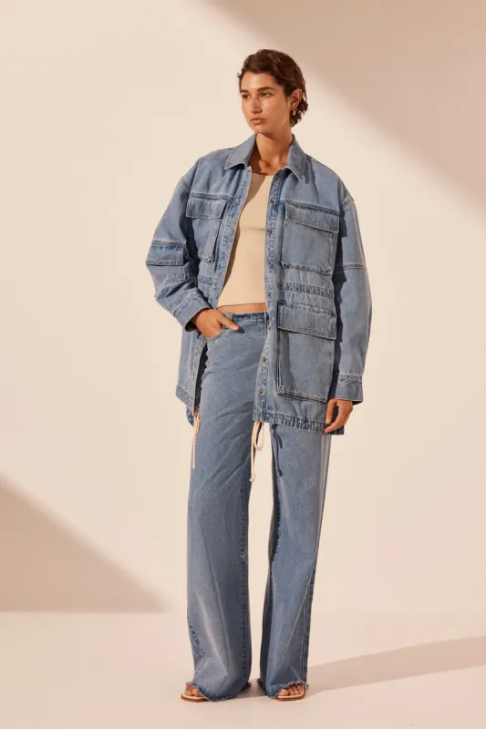 STELLA ANORAK PATCH POCKET JACKET - MID BLUE sold by Shona Joy