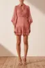 LAUREN BUTTON UP RUCHED MINI DRESS - BLUSH sold by Shona Joy