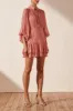 LAUREN BUTTON UP RUCHED MINI DRESS - BLUSH sold by Shona Joy
