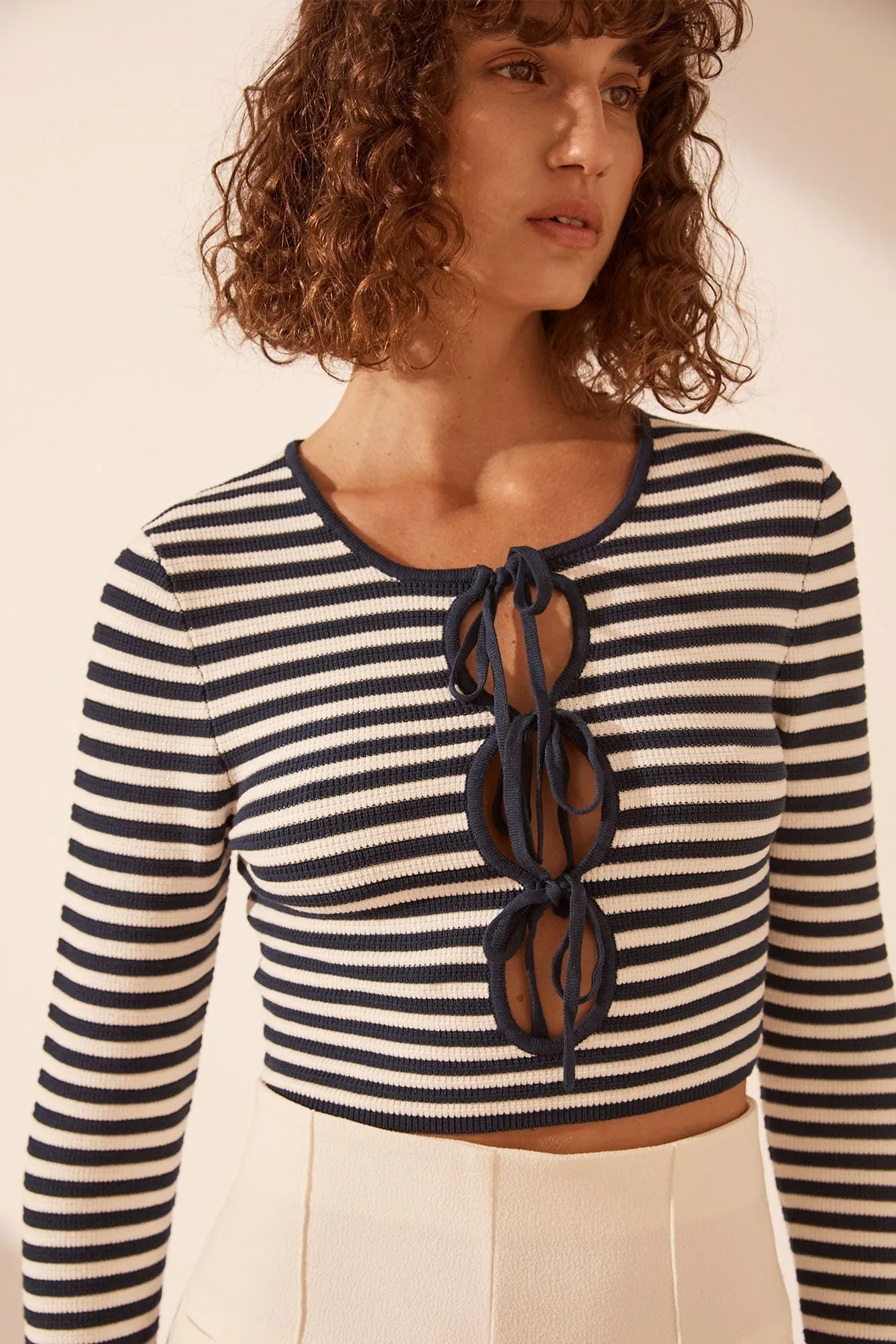 OCEANE LONG SLEEVE KEYHOLE TOP sold by Shona Joy product image thumbnail 2